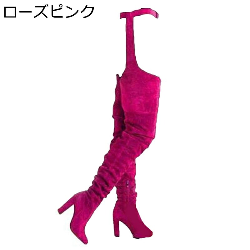 オーバーニーハイ スエード ガーターストッキングタイプロングブーツ ハイヒール レディース メンズ 女装 秋冬靴 セクシー 防水 ストレッチブーツ 長靴 欧米風 大きいサイズ ダンス 個性