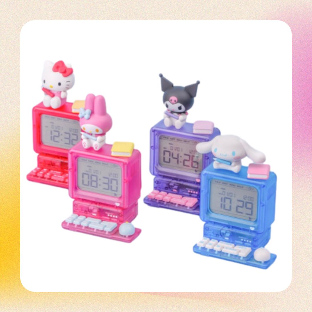 サンリオ レトロ コンピューター 卓上時計 （ハローキティ／クロミ / マイメロディ / シナモンロール）