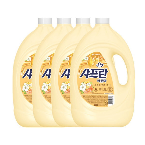 気分が良くなる香り シャフラン 柔軟剤 ソフトコットン 3.1L 4個(贈呈品なくなり次第贈呈終了)