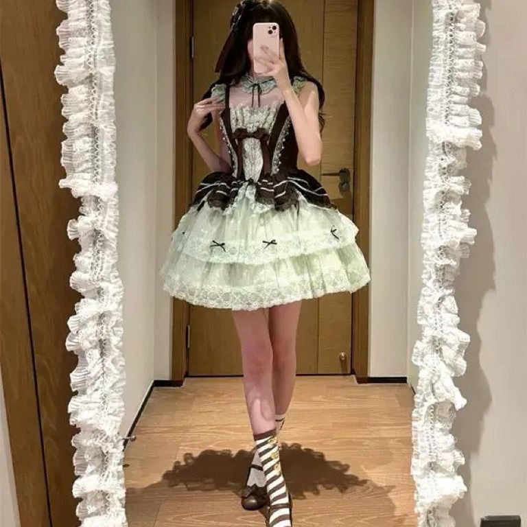 甘いケーキグリーンバレエスタイルロリータスカートエレガントデイリーロリータドレスjskプリンセスドレス女性ワンピースドレスドレス 4,950円