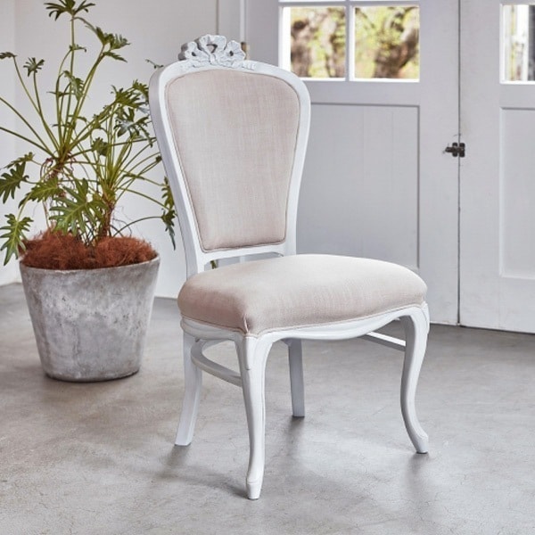 チェア ダイニングチェアー 姫系 ロマンチック HAMPTON 座面高47cm 白家具 猫脚 クラシック アンティーク 椅子 いす イス 完成品 天然木 木製 マホガニー ねこ脚