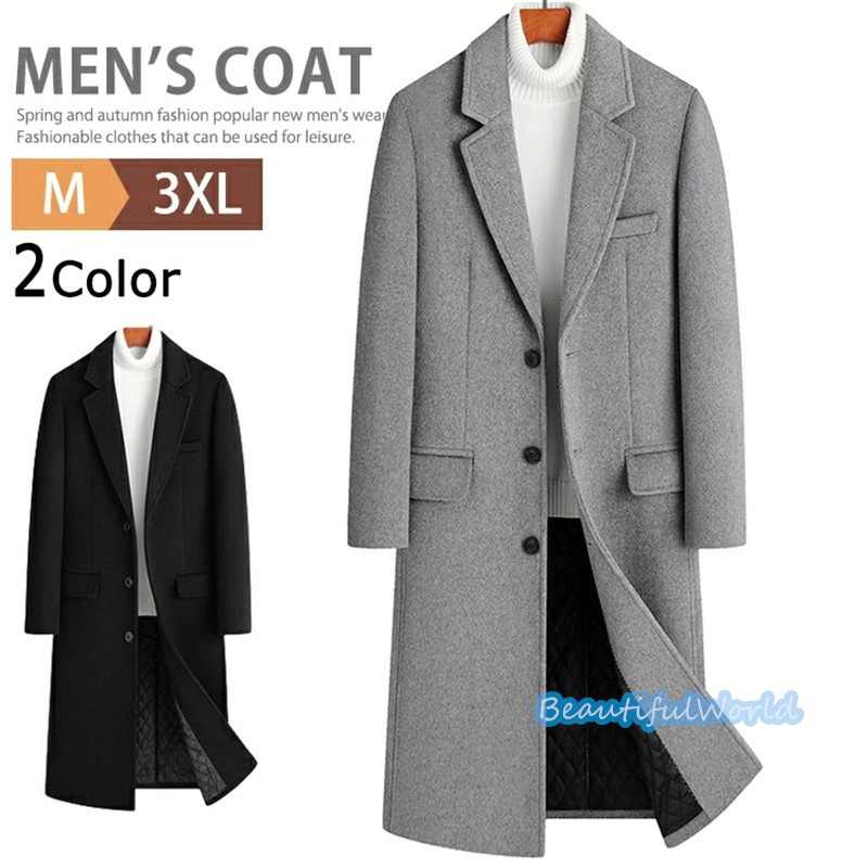 チェスターコート メンズ カシミヤコート ウールコート 　ミドルコート ロングコート ビジネスコート 冬服アウター 　紳士服 防寒 保温 秋冬 あったか 暖かいN3