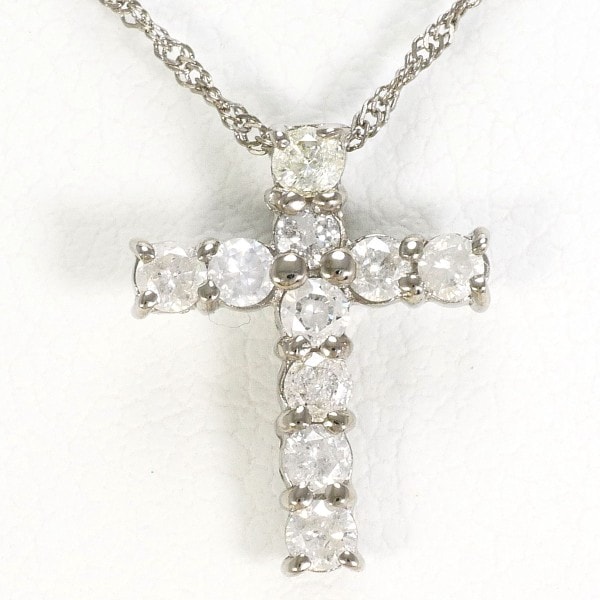 K18 18金 WG ホワイトゴールド ネックレス ダイヤ 0.3 約42cm ジュエリー 中古