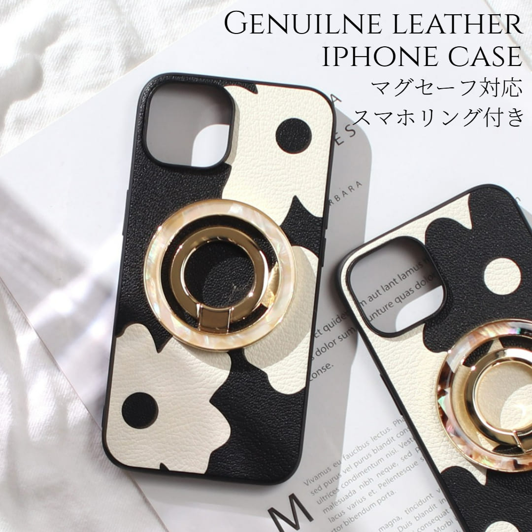 iphone ケース レザー iphone16 iphone15 iphone14 iphone13 リング付き 本革 16 15 14 magsafe対応 13mini 13 マグセーフ対応