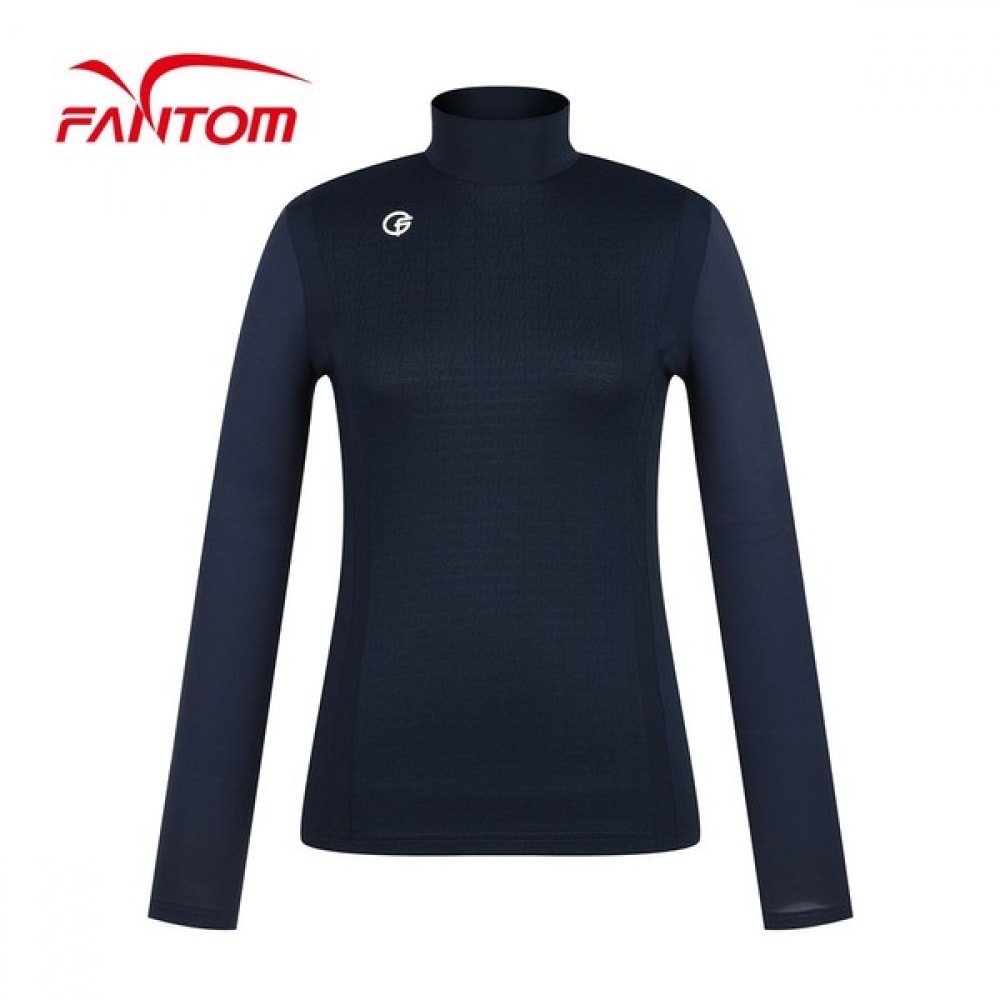 (Phantom) レディースクールロゴジャカードカラーハーフネック長袖Tシャツ