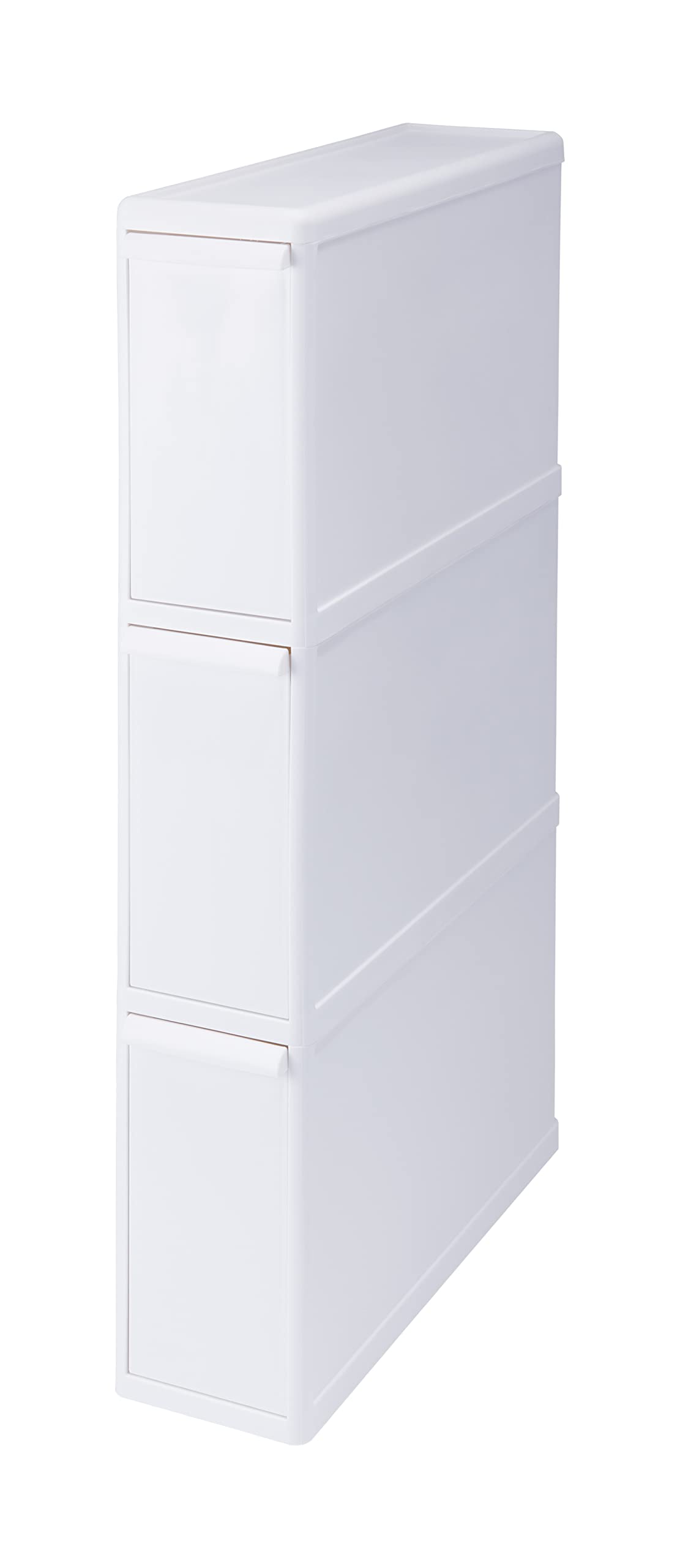 ライクイット (like-it) フタ付きゴミ箱 分別引出し ステーション スーパースリム3段 約幅14cm×奥行き46.5×高さ79cm ホワイト 27L 日本製 FBS-3 キャスター取り付け可能