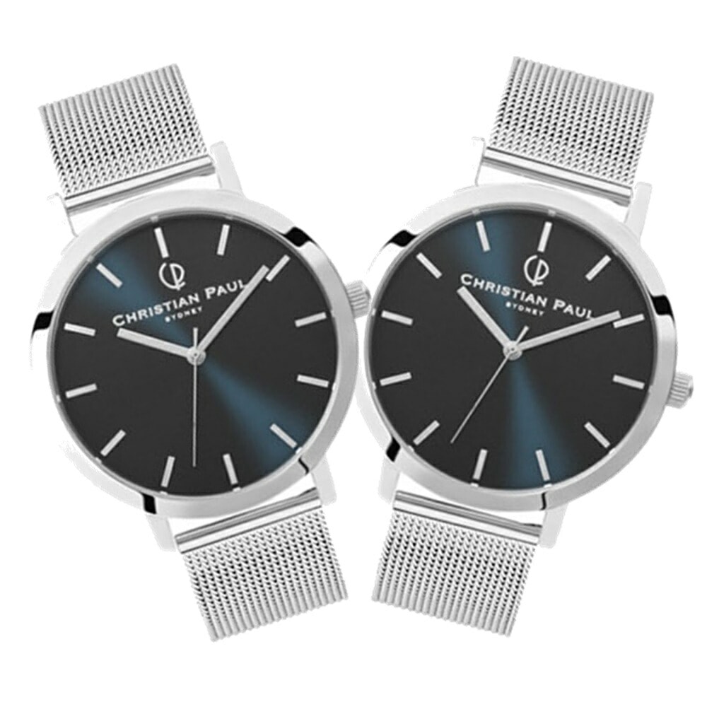 日本正規品 クリスチャンポール ペアウォッチ 大人 ペア腕時計 サンレイ シルバー メッシュ ベルト 時計 メンズ レディース 腕時計 手表 同じサイズ 同じ お揃い 両親 夫婦 ペア カップル 誕生