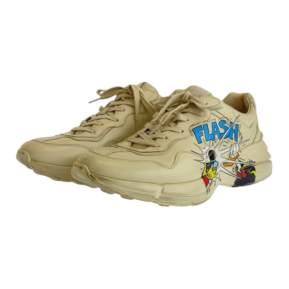 美品 ディズニーコラボ ライトン サイズ13 ホワイト マルチカラー レザー 646509 スニーカー ローカットスニーカー メンズ 502128