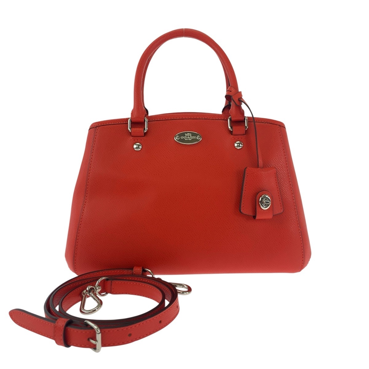 美品 オレンジ シルバー金具 レザー 34835 ハンドバッグ ショルダーバッグ 2way レディース 504588