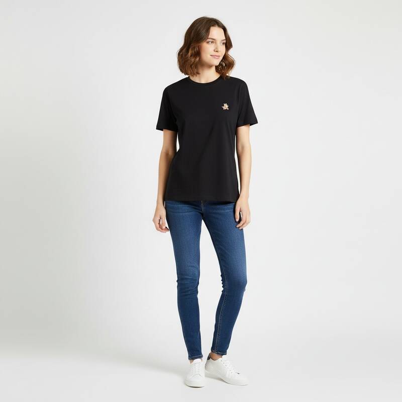 メゾン・キツネ スピーディ・フォックス 半袖Tシャツ ブラック レディース MW00119KJ0008 P199