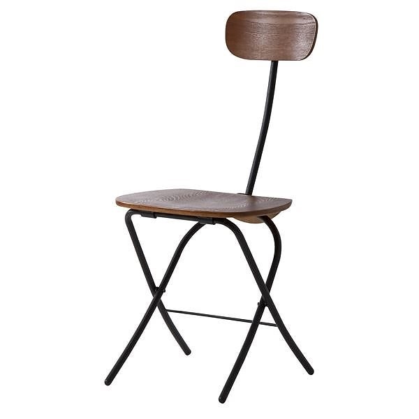 フォールディングチェア/折りたたみ椅子 ブラック 高さ85cm スチールフレーム 木目調 PC-21BK