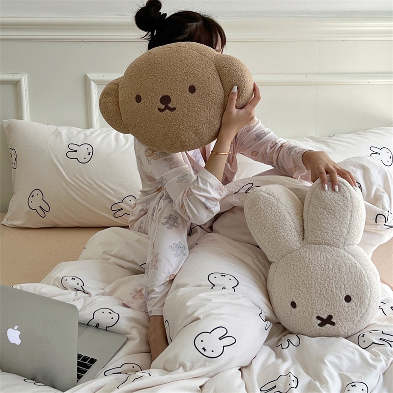 ミッフィー 布団カバーキュートで爽やかなミッフィーうさぎの綿タイプaニット綿で柔らかく肌に優しい小さなうさぎの掛け布団カバー4点セット