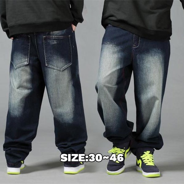 【限定即完売】極太 デニム ジーンズ パンツ バギーパンツ メンズ ルーズフィット ワイドパンツ ユーズド ヒップホップ ストリート HIPHOP 大きいサイズ