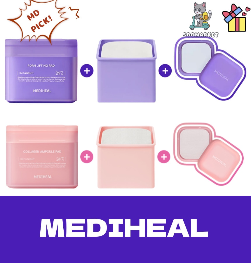 スクエアパッド100枚+100枚 PDRN 毛穴引き締めパッドor コラーゲンパッド 100枚+100枚 / GIFT: CASE