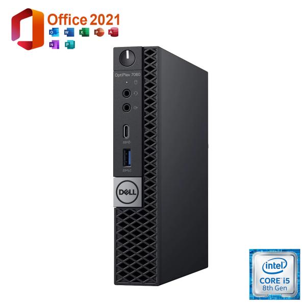 美品 中古パソコン デスクトップパソコン Windows11 Office2021 DELL OptiPlex 7060Micro 第8世代 Corei5 メモリ16GB SSD256GB + HDD