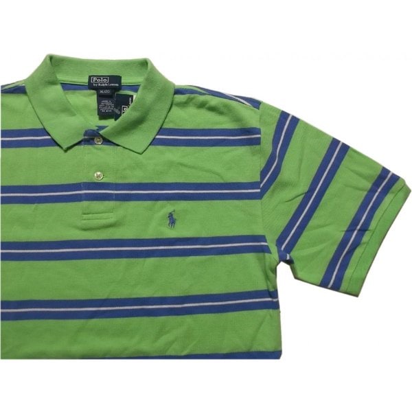 ボーイズサイズ 半袖 ボーダー ワンポイント 鹿の子 ポロシャツ グリーン boys PR2-699