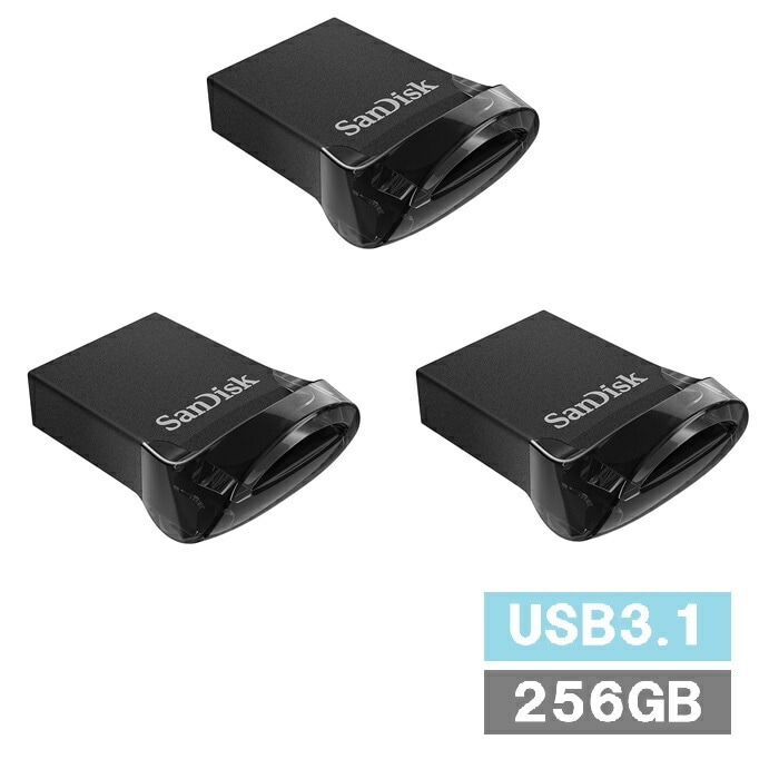 【3セット】 サンディスク USBメモリ 256GB SDCZ430-256G-G46 Ultra Fit USB Sandisk ウルトラフィット フラッシュドライブ 外出 パソコン 持ち運