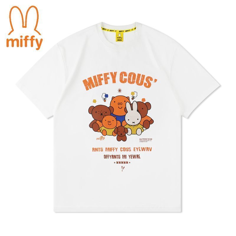 【時限価格】【ミッフィー】夏半袖tシャツ女性夏運動ゆるいカジュアルプリント百合中袖学生カップル