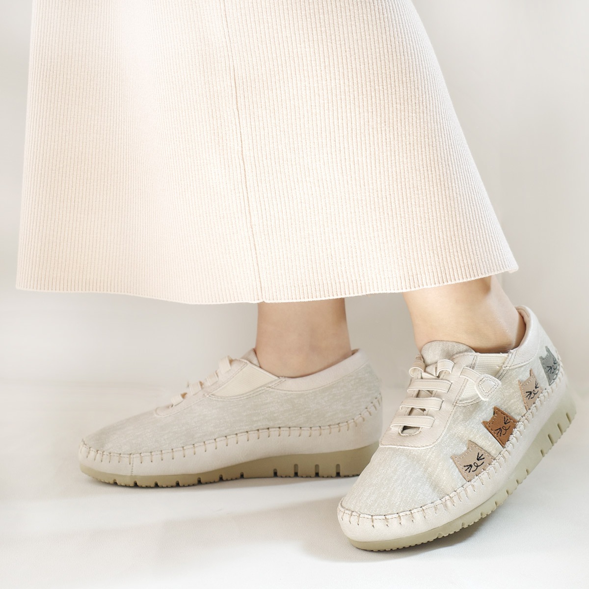 猫柄スニーカーレディースカジュアル猫シューズスリッポンSPEEDYDUCKスピーディーダック レディ