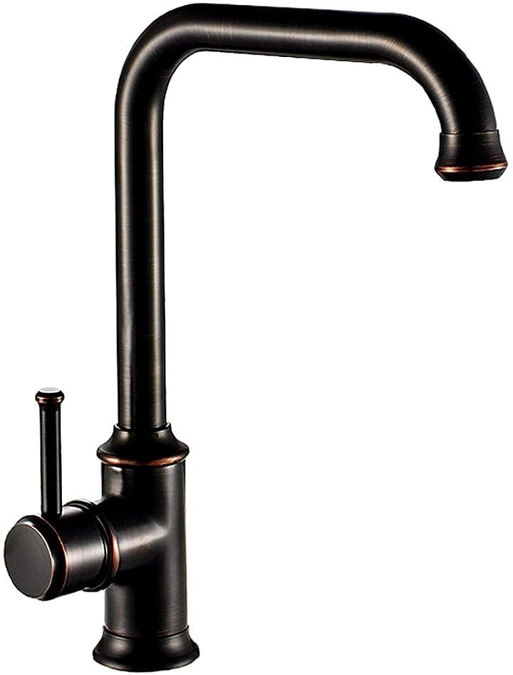 洗面用 アンティーク 混合水栓 蛇口 シングルレバー ロング水栓 トール水栓 L型 手洗いボウル SK89( ブラック)