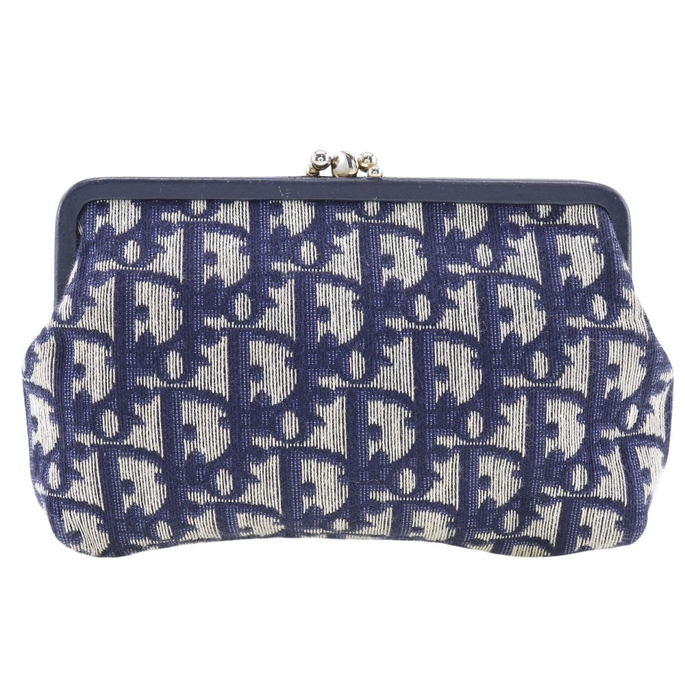 がま口 トロッター ポーチ キャンバス ネイビー レディース 中古品