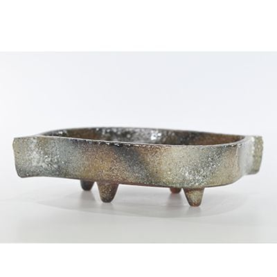 盆栽 落ち葉　水盤 青窯変葉型コンポート【自然 水辺 水盤 水ばん 花器 水鉢 めだか 金魚 水生植物 陶器鉢 睡蓮鉢 池 ビオトープ】