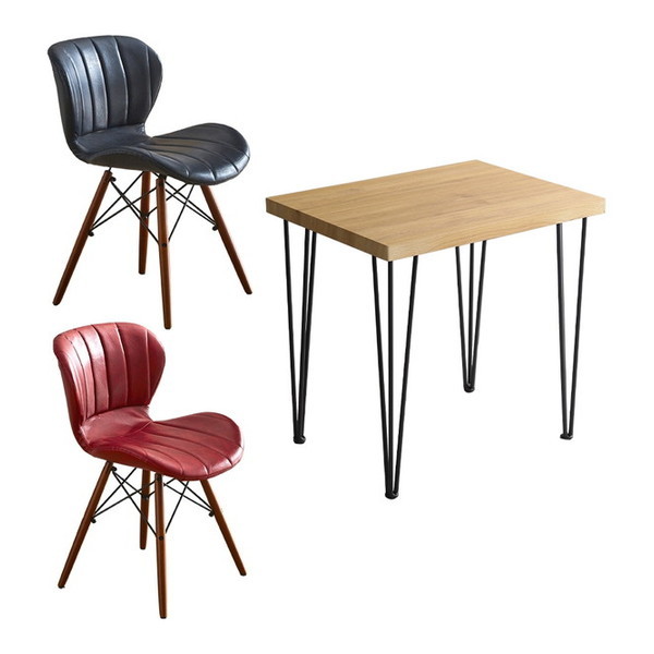 ホームテイスト SH-22-VLD3 レザー調ダイニングチェア2脚 75cm幅テーブル 3点セット SH/ネイビー/レッド メーカー直送