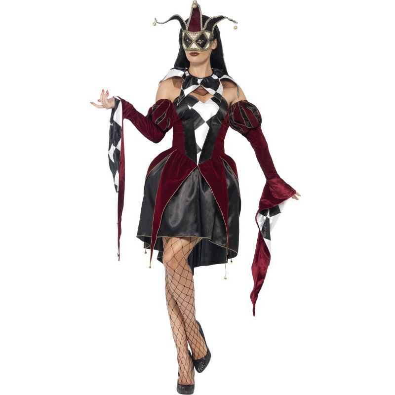 コスプレ 仮装 ゴシックベネチアン・ハーレクイン 女性用 M 【 コスプレ 衣装 ハロウィン 仮装 レディース 服 コスチューム ピエロ パーティーグッズ ピエロ衣装 ぴえろ ピエロ服 大人用 クラウ