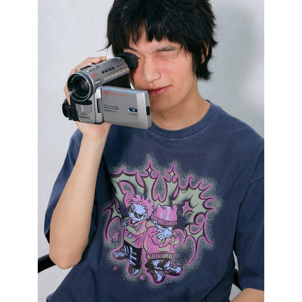 GAKKAI ディファレントデュオピグメントショートスリーブTシャツダイブブルー