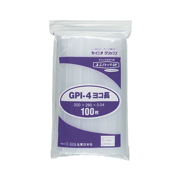 （まとめ） セイニチ ユニパックGP ヨコ長タイプヨコ280タテ200厚み0.04mm GPI-4ヨコナガ 1パック（100枚） 10セット