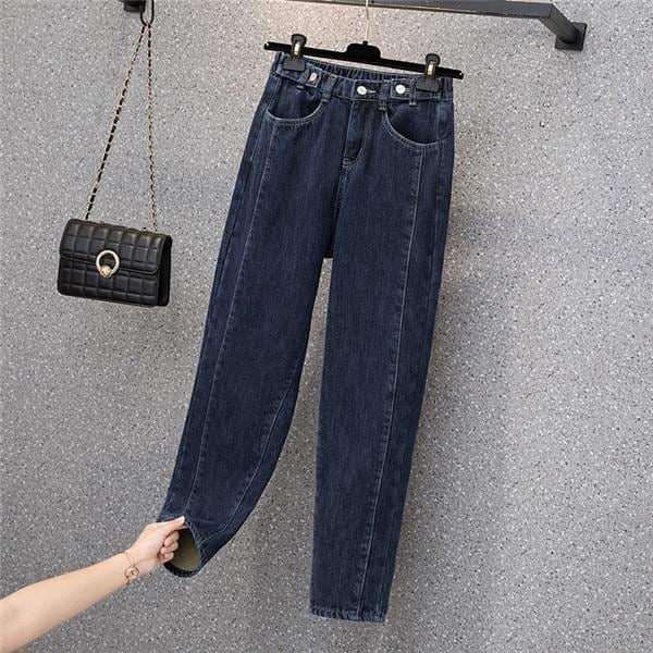 テーパードパンツレディースボトムス裏起毛脚デニムパンツストレッチ体型カバーウォームパンツ厚ゆったり40あったか