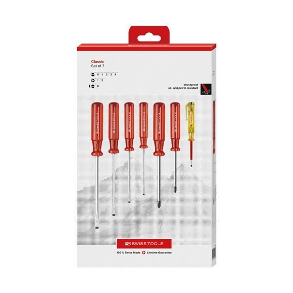 PB SWISS TOOLS ピービースイスツールズ 6本組 クラシックハンドル マイナスドライバーセット ペーパーボックス入 1575.CBB