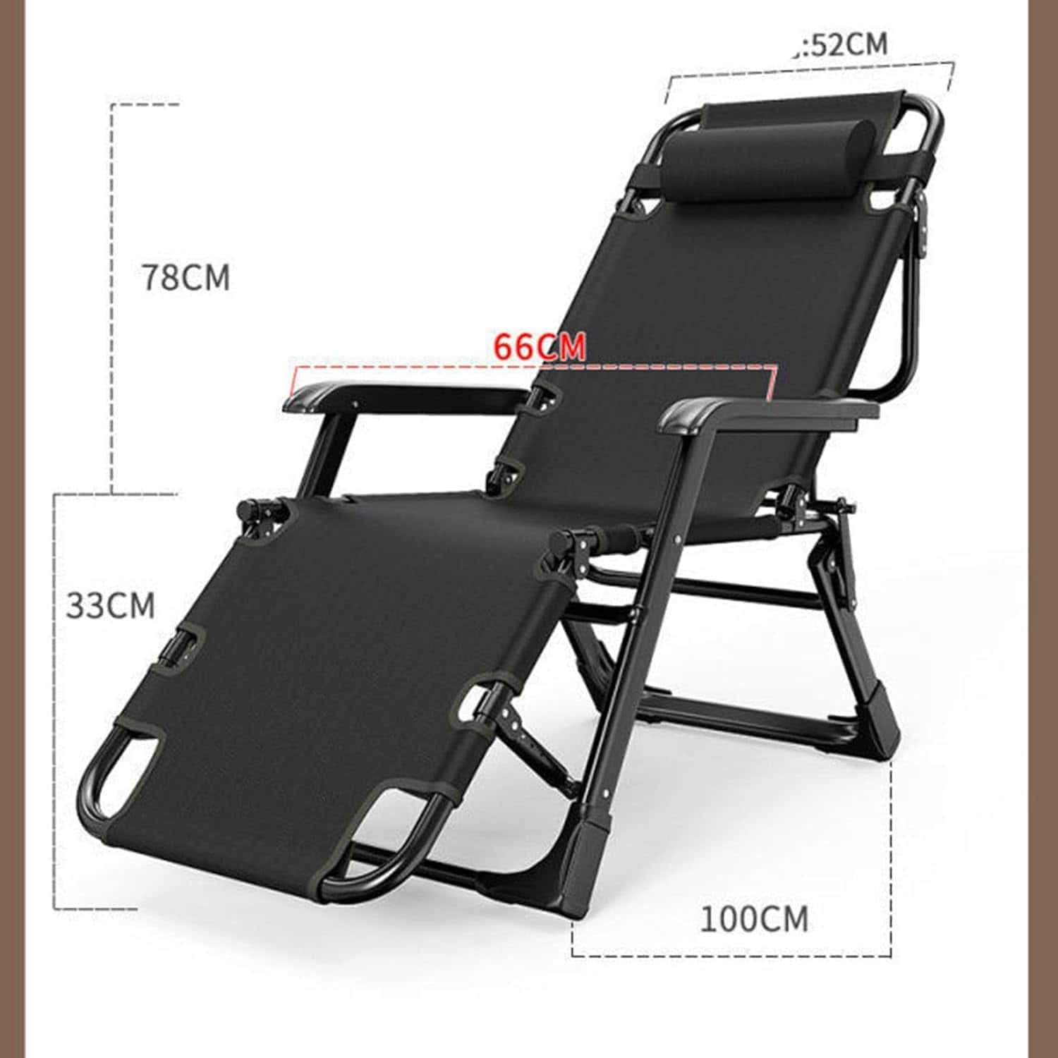 リクライニングチェア 折りたたみ 一人用 無重力 段階調整 背付 バルコニー 日光浴 屋外用 パティオ 昼休み 残業 収納 クッション付き 66幅 ブラック メッシュ ブラック 178x52x28cm 10,919円