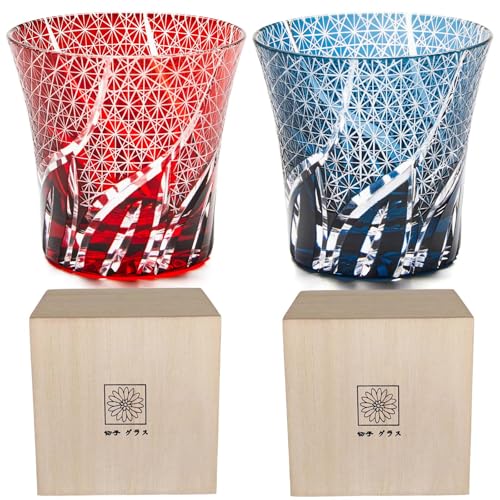 切子 グラス ロックグラス 菊つなぎ 文様 食洗器対応 職人手作り 桐箱入り 日本酒 冷酒 ビール ウイスキー グラス 焼酎グラス おしゃれ お酒 お祝い 還暦祝い 結婚祝い 母の日 父の日 プレゼン