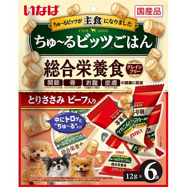 （まとめ買い）ちゅるビッツごはん とりささみ ビーフ入り 12gx6袋入 犬用フード [x10]