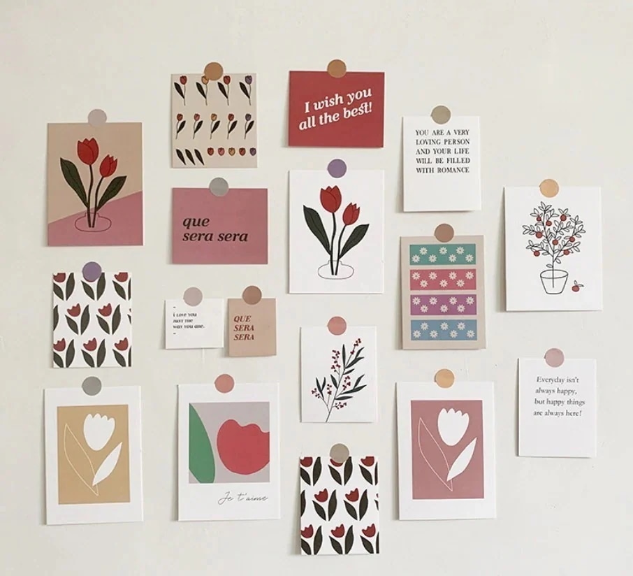 1つ買うと10個無料韓国 小物 インテリア オシャレポストカード ウォールデコレーションセット ステッカー ポスター 自然シンプルで新鮮