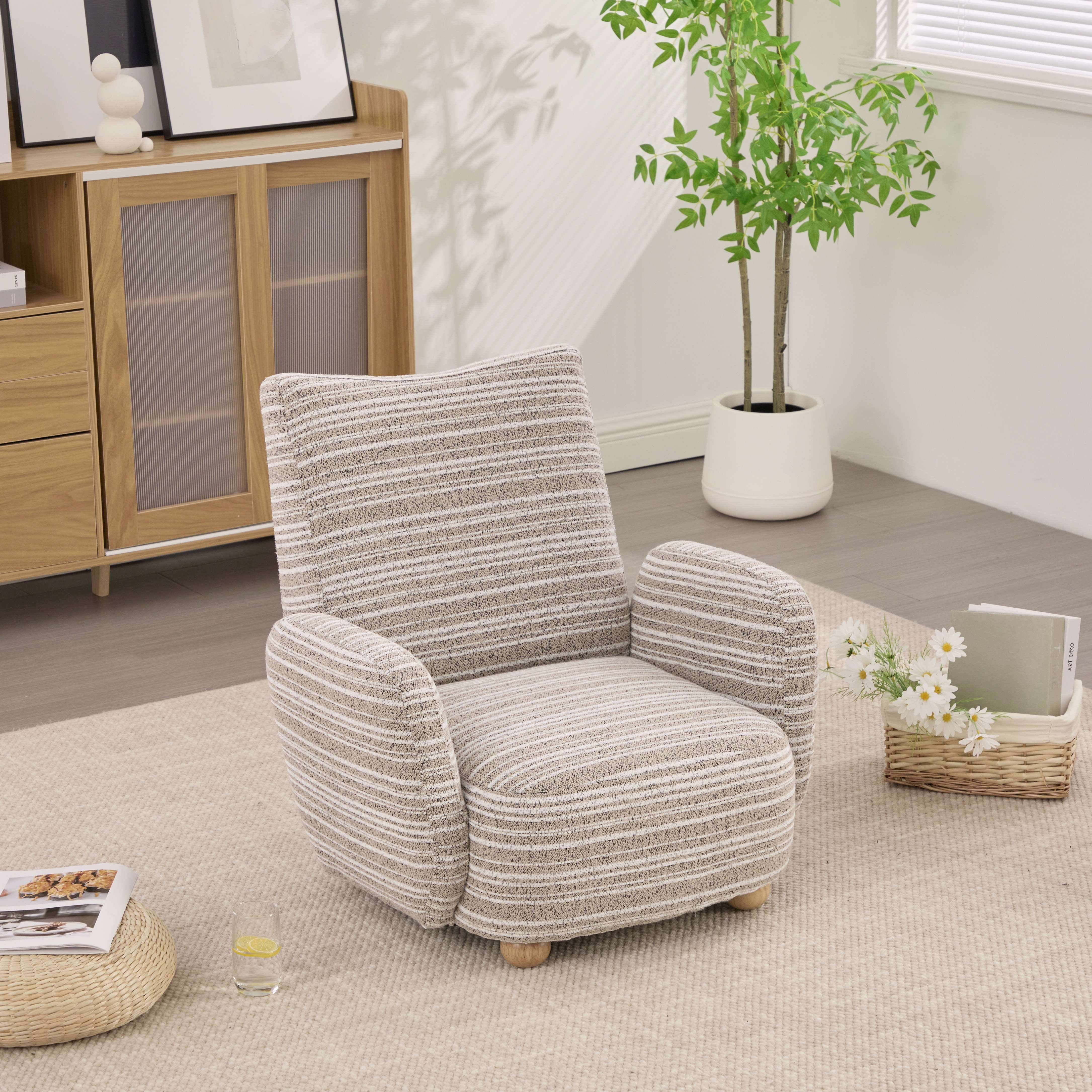 【安心保証付き242】1人用ソファラウンジチェアシェニール生地無垢材使用高級感あり小さなリビングルームアパートに最適調節可能な木製脚組み立て簡単