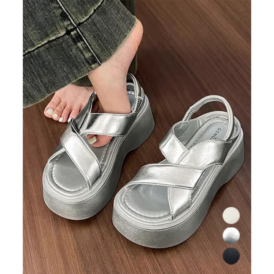 厚底サンダル クロスベルト レディース夏