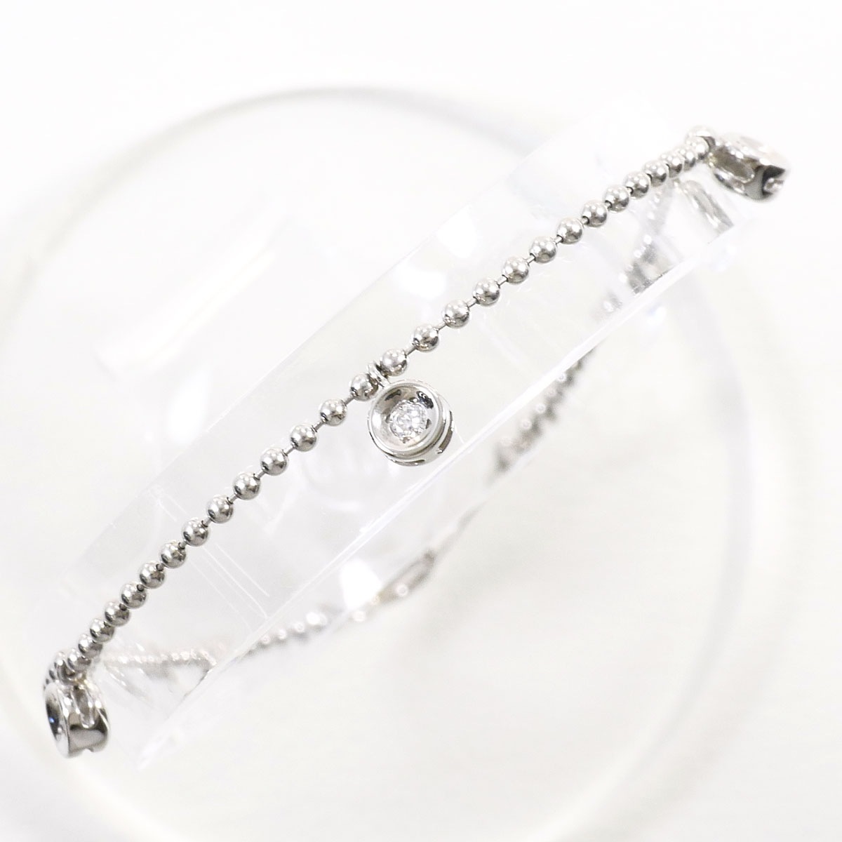 PT850 プラチナ ブレスレット ダイヤモンド 0.13ct 総重量約3.6g 約19cm 中古