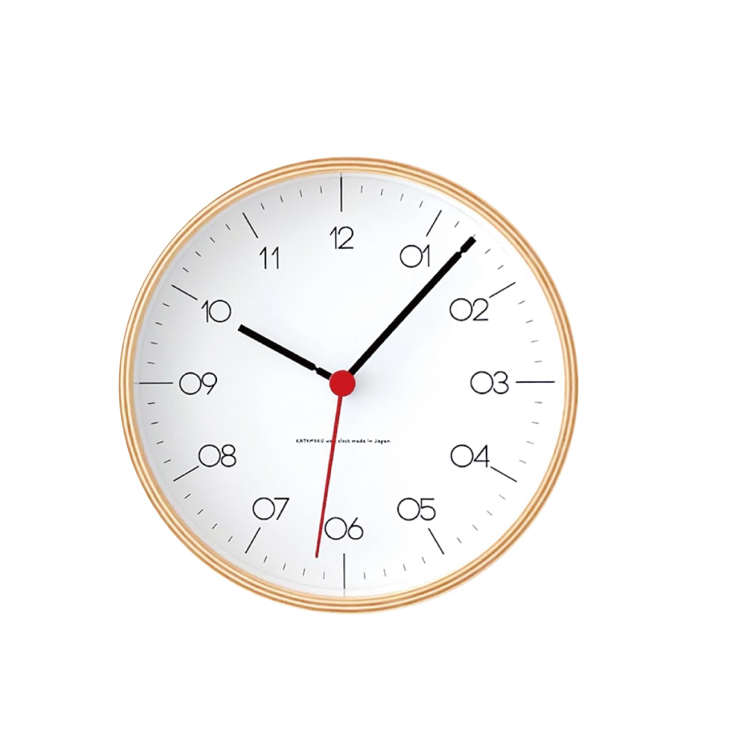 KATOMOKU plywood clock 24S ナチュラル km-151NAS 掛け時計 連続秒針 直径20.2cm (SKPクオーツ時計)