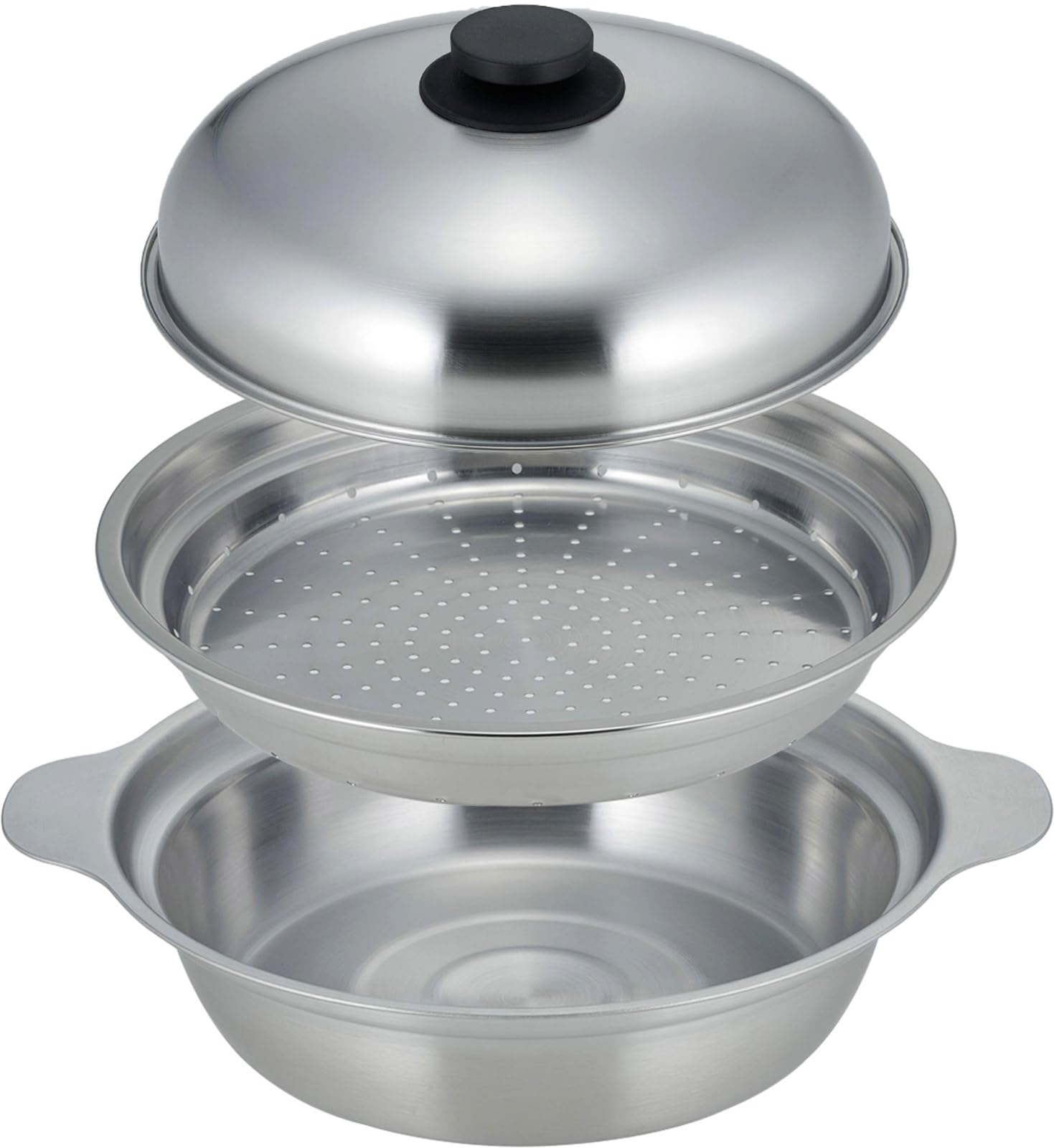 下村企販 卓上鍋 24cm 蒸し皿付き 【日本製】 IH・ガス火対応 継ぎ目がなくお手入れ簡単 割れにくい 蒸し器にもなる 豚まん 野菜 なべ