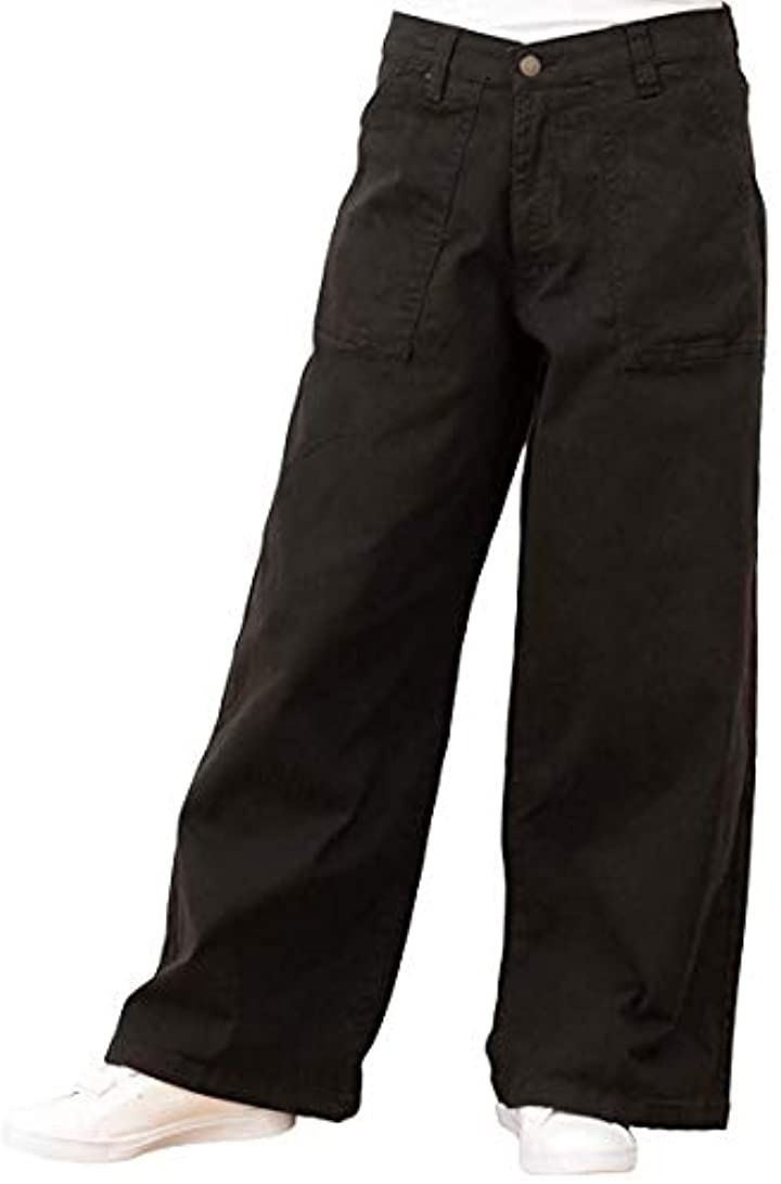 ゆったり ツイル ワイド ベイカー パンツ 大きいサイズ レディース( ブラック, 3L)