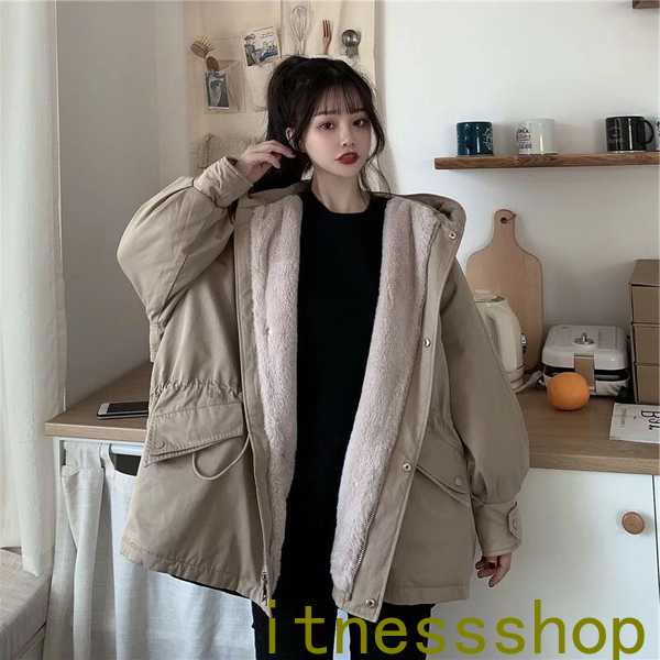 新生活 裏ボア ジャケット レディース ブルゾン ジャンバー フード付き アウター 冬服 コート 防寒 大きいサイズ 20代 30代 40代 50代