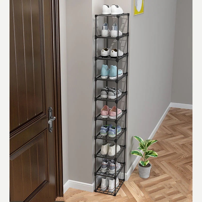 ドアのシンプルな錬鉄の靴ラック小さな隙間超狭い廊下寮の靴収納コーナーの靴のキャビネット