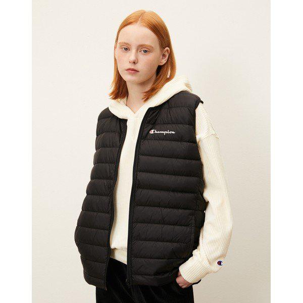 Champion 男女共用 韓国別注軽量ダウンベスト ブラック CKJU2F005BK_P365727210