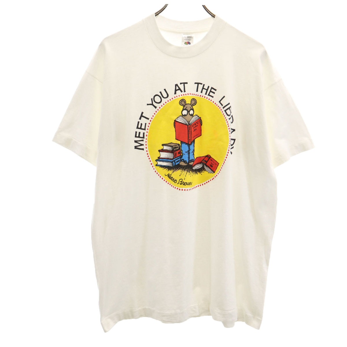 90s オールド 半袖 Tシャツ XL ホワイト Marc Brown シングルステッチ メンズ 古着