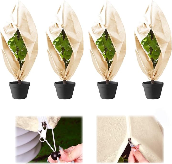 防寒 凍結防止 植物保護カバー 不織布 ジッパー付き 冬 寒さ 霜除け 保温シート 防虫ネット 4枚セット120cmx180cm( 4枚セット120cmx180cm)