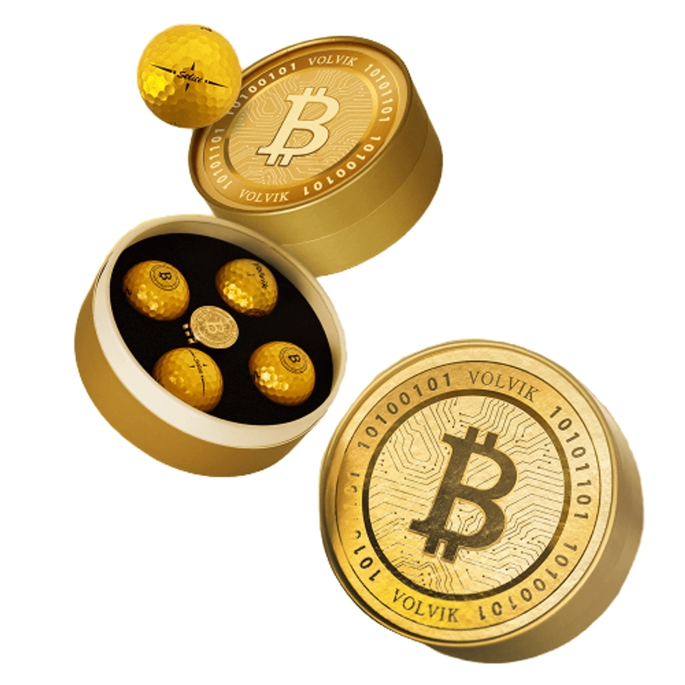 ソリチェ ゴールド ビットコイン エディション ゴルフボール 4球+ゴールドボールマーカー プレゼントセット