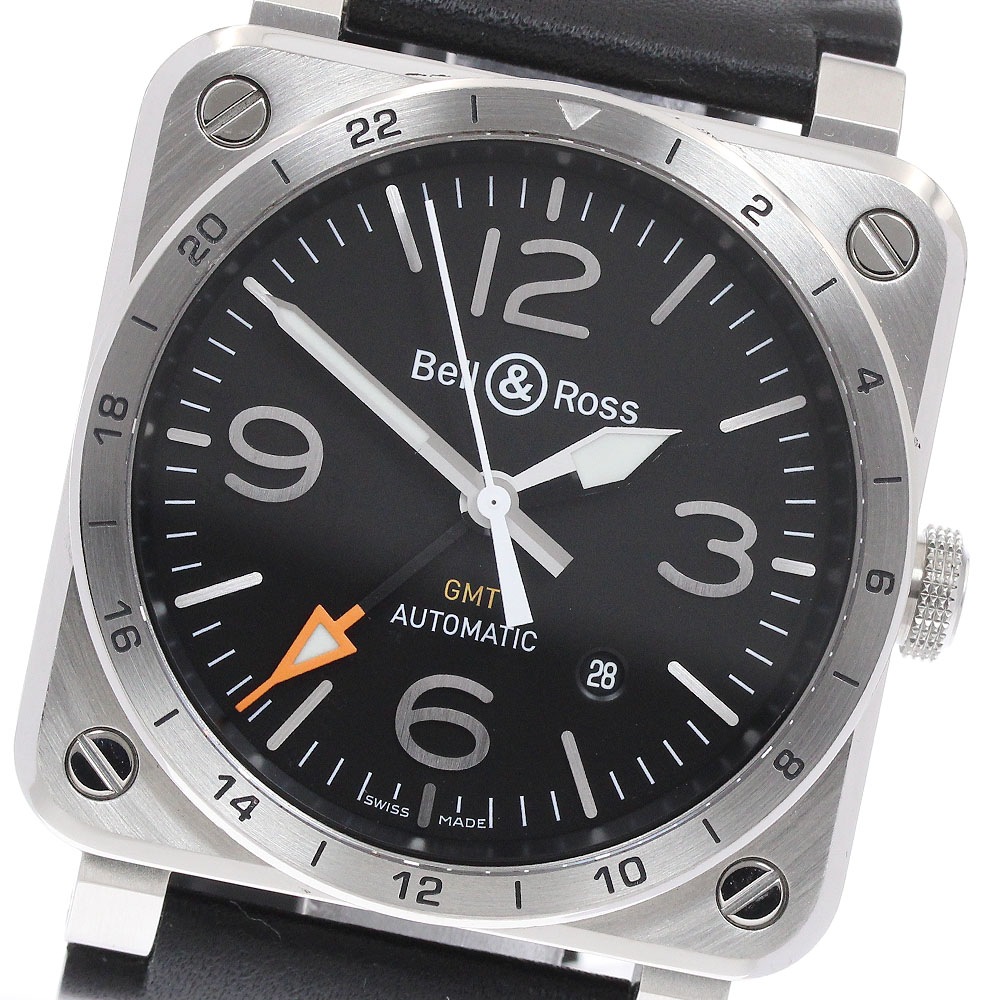ベル＆ロス Bell＆Ross BR03-93-S BR03 GMT デイト 自動巻き メンズ 保証書付き_939683【中古】