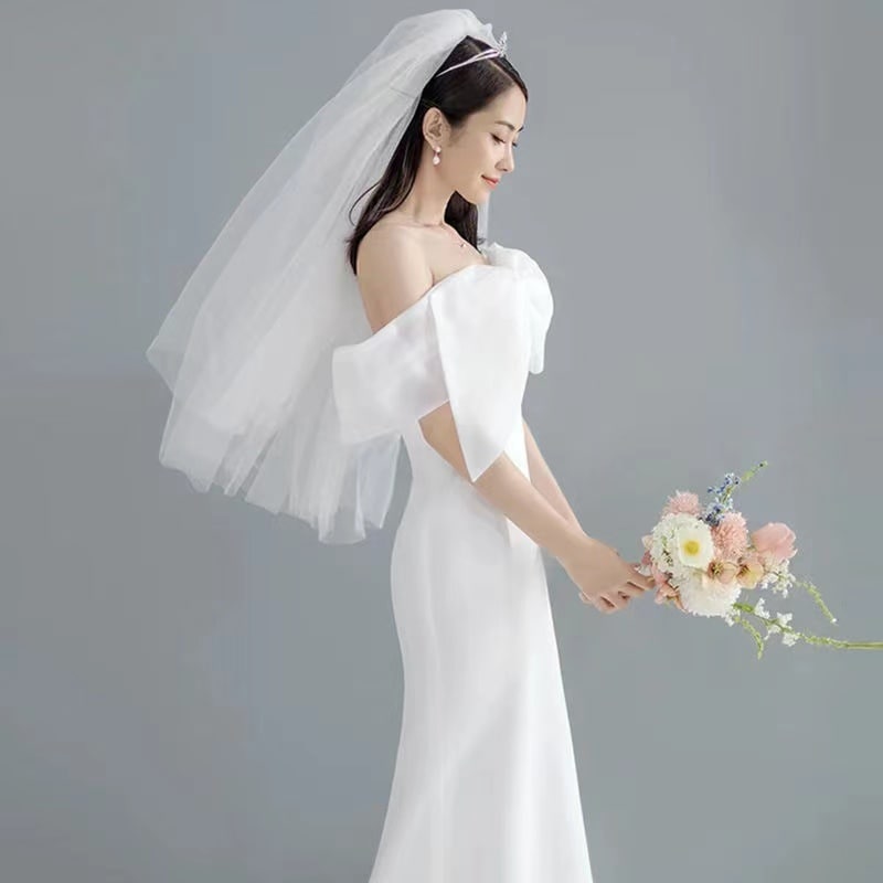 新品ウェディングドレス ウエディングドレス白 パーティー 可愛い蝶結び 花嫁ロングドレス 結婚式 トレーンライン 二次会 フォームドレス お呼ばれ 挙式hs6650